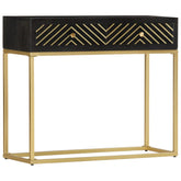 Console Table Black and Gold 90x30x75 cm Solid Mango Wood